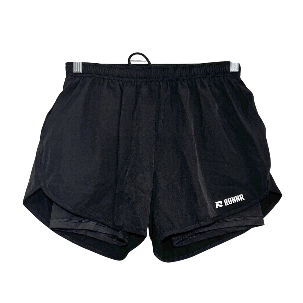 RUNNR Women's 2-in-1 Running Shorts Black Medium Compression Liner Zipper Pocket